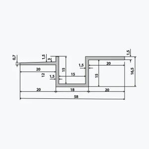 TEMPOLISTEL® B110 Overgangsprofil for undertak med gipsplate og demonterbar - Bilde 2