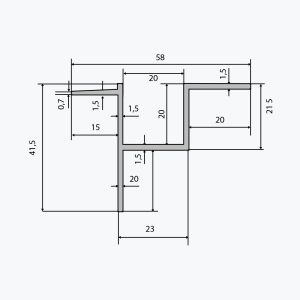 TEMPOLISTEL® B115 Overgangsprofil for undermontert tak i gipsplate og demonterbart - Bilde 2